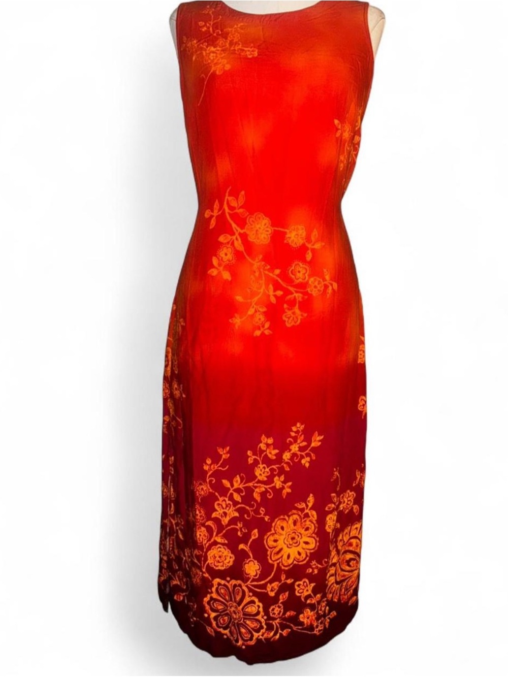 Vintage R&K Originals 100% rayon sunset floral dress